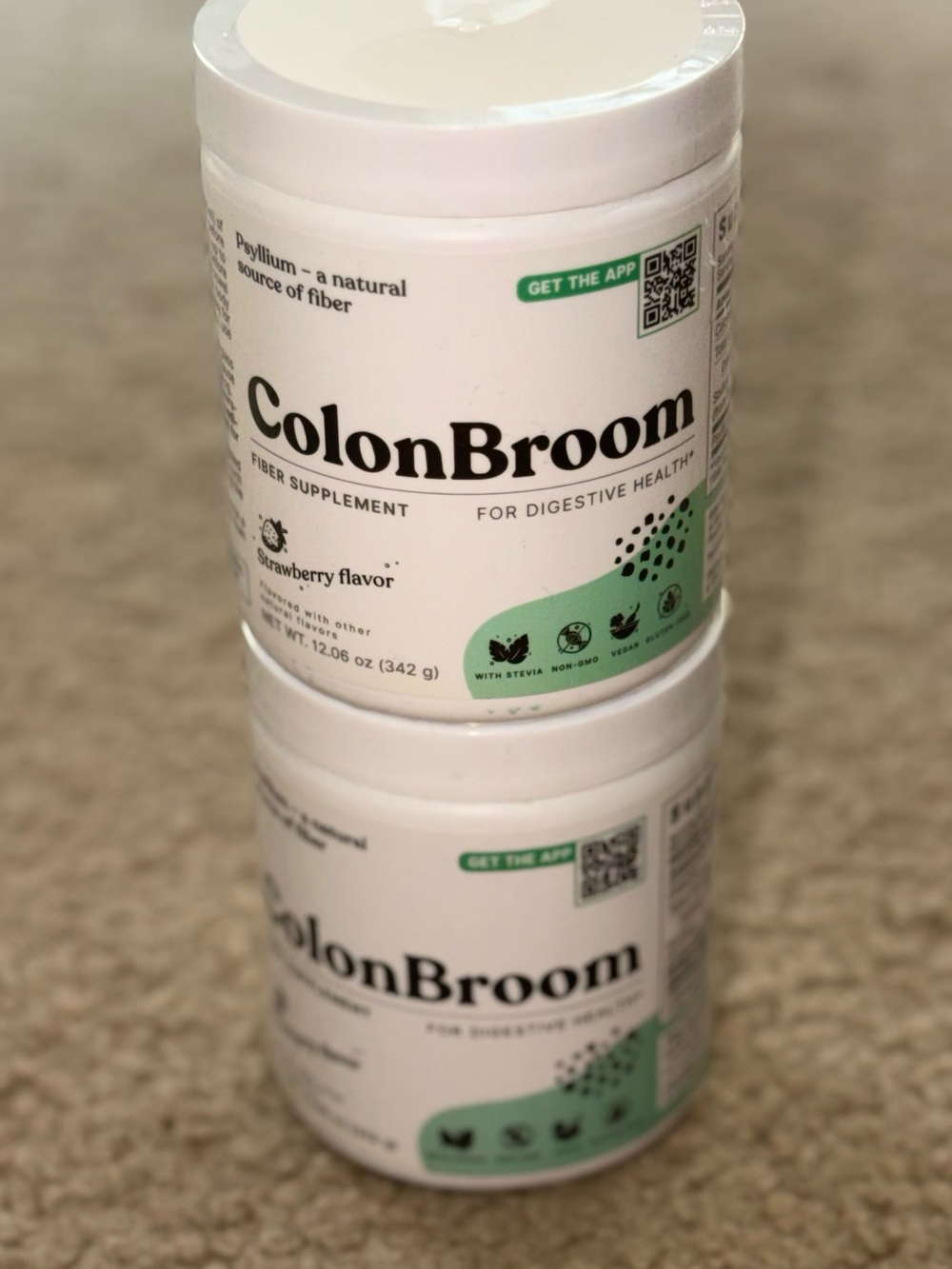 ColonBroom Strawberry Fiber Supplement - White with Mint Accent